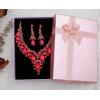 imageCSY Womens Elegant Wedding Jewelry Set Teardrop Crystal Statement Necklace Earrings Sets for Bride Prom Costume Accessoriesred