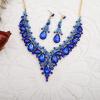 imageCSY Womens Elegant Wedding Jewelry Set Teardrop Crystal Statement Necklace Earrings Sets for Bride Prom Costume Accessoriesroyal blue