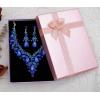 imageCSY Womens Elegant Wedding Jewelry Set Teardrop Crystal Statement Necklace Earrings Sets for Bride Prom Costume Accessoriesroyal blue