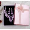 imageCSY Womens Elegant Wedding Jewelry Set Teardrop Crystal Statement Necklace Earrings Sets for Bride Prom Costume Accessoriesviolet
