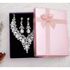 imageCSY Womens Elegant Wedding Jewelry Set Teardrop Crystal Statement Necklace Earrings Sets for Bride Prom Costume Accessorieswhitesilver tone