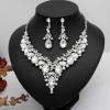 imageCSY Womens Elegant Wedding Jewelry Set Teardrop Crystal Statement Necklace Earrings Sets for Bride Prom Costume Accessorieswhitesilver tone