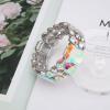 imageCSY Womens Statement Stretch Wide Bangle Bracelets Austrian Crystal Art Deco Elastic Bracelet for Party PromAB crystalplatinum tone