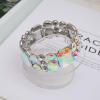 imageCSY Womens Statement Stretch Wide Bangle Bracelets Austrian Crystal Art Deco Elastic Bracelet for Party PromAB crystalplatinum tone