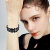 imageCSY Womens Statement Stretch Wide Bangle Bracelets Austrian Crystal Art Deco Elastic Bracelet for Party Promblack crystal