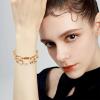 imageCSY Womens Statement Stretch Wide Bangle Bracelets Austrian Crystal Art Deco Elastic Bracelet for Party Promchampagne gold