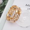 imageCSY Womens Statement Stretch Wide Bangle Bracelets Austrian Crystal Art Deco Elastic Bracelet for Party Promchampagne gold