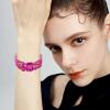 imageCSY Womens Statement Stretch Wide Bangle Bracelets Austrian Crystal Art Deco Elastic Bracelet for Party Promhot pink crystal