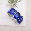 imageCSY Womens Statement Stretch Wide Bangle Bracelets Austrian Crystal Art Deco Elastic Bracelet for Party Promroyal blue crystal  platinum tone