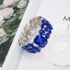 imageCSY Womens Statement Stretch Wide Bangle Bracelets Austrian Crystal Art Deco Elastic Bracelet for Party Promroyal blue crystal  platinum tone