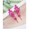 imageLuxury Marquise Crystal Chandelier Dangle Earrings Trendy Statement Drop Earrings Gifts for Womenhot pink crystalgold tone