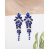 imageLuxury Marquise Crystal Chandelier Dangle Earrings Trendy Statement Drop Earrings Gifts for Womenroyal blue crystalgold tone