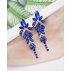 imageLuxury Marquise Crystal Chandelier Dangle Earrings Trendy Statement Drop Earrings Gifts for Womenroyal blue crystalgold tone