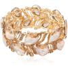imageCSY Elegant Stretch Bangle Bracelets Bridal Art Deco Teardrop Crystal Elastic Wide Statement Bracelet for Women Party Promchampagne gold
