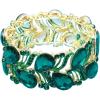 imageCSY Elegant Stretch Bangle Bracelets Bridal Art Deco Teardrop Crystal Elastic Wide Statement Bracelet for Women Party Promemerald greengold tone