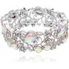 imageCSY Elegant Stretch Bangles Art Deco Statement Cuff Bangle Elastic Wide Bracelet Wedding Party Prom Jewelry for WomenAB crystalPlatinum Tone
