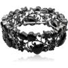 imageCSY Elegant Stretch Bangles Art Deco Statement Cuff Bangle Elastic Wide Bracelet Wedding Party Prom Jewelry for WomenBlack