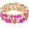 imageCSY Elegant Stretch Bangles Art Deco Statement Cuff Bangle Elastic Wide Bracelet Wedding Party Prom Jewelry for WomenHot pink