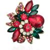 imageCSY Luxury Womens Austrian Crystal Leaves Flower Big Cocktail Statement Rings Stretch Adjustable Ring Jewelry AccessoriesRed