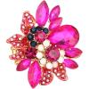 imageCSY Luxury Womens Austrian Crystal Leaves Flower Big Cocktail Statement Rings Stretch Adjustable Ring Jewelry Accessorieshot pink crystalgold tone