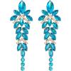 imageLuxury Marquise Crystal Chandelier Dangle Earrings Trendy Statement Drop Earrings Gifts for Womenaquamarine bluegold tone