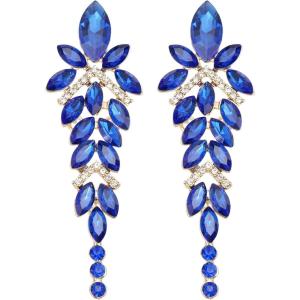 imageLuxury Marquise Crystal Chandelier Dangle Earrings Trendy Statement Drop Earrings Gifts for Womenroyal blue crystalgold tone