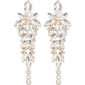 imageLuxury Marquise Crystal Chandelier Dangle Earrings Trendy Statement Drop Earrings Gifts for Womenwhite crystalgold tone