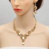 imageCSY Elegant Crystal Bridal Necklace Earrings Set Rhinestone Wedding Party Costume Jewelry Sets for Brides Bridesmaid WomenChampagne Gold
