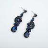 imageCSY Elegant Crystal Bridal Necklace Earrings Set Rhinestone Wedding Party Costume Jewelry Sets for Brides Bridesmaid WomenNavy Blue