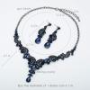 imageCSY Elegant Crystal Bridal Necklace Earrings Set Rhinestone Wedding Party Costume Jewelry Sets for Brides Bridesmaid WomenNavy Blue