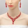 imageCSY Elegant Crystal Bridal Necklace Earrings Set Rhinestone Wedding Party Costume Jewelry Sets for Brides Bridesmaid WomenRed