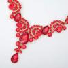 imageCSY Elegant Crystal Bridal Necklace Earrings Set Rhinestone Wedding Party Costume Jewelry Sets for Brides Bridesmaid WomenRed