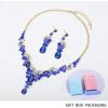 imageCSY Elegant Crystal Bridal Necklace Earrings Set Rhinestone Wedding Party Costume Jewelry Sets for Brides Bridesmaid WomenRoyal Blue