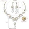 imageCSY Elegant Crystal Bridal Necklace Earrings Set Rhinestone Wedding Party Costume Jewelry Sets for Brides Bridesmaid WomenWhite CrystalGold Tone