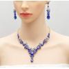 imageCSY Elegant Crystal Necklace Earrings Bracelet Ring Bridal Wedding Party Costume Jewelry Sets for Brides Women4 PcsSetGold Plated  Royal Blue