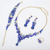 imageCSY Elegant Crystal Necklace Earrings Bracelet Ring Bridal Wedding Party Costume Jewelry Sets for Brides Women4 PcsSetGold Plated  Royal Blue