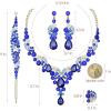 imageCSY Elegant Crystal Necklace Earrings Bracelet Ring Bridal Wedding Party Costume Jewelry Sets for Brides Women4 PcsSetGold Plated  Royal Blue