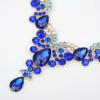 imageCSY Elegant Crystal Necklace Earrings Bracelet Ring Bridal Wedding Party Costume Jewelry Sets for Brides Women4 PcsSetGold Plated  Royal Blue