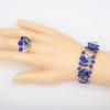 imageCSY Elegant Crystal Necklace Earrings Bracelet Ring Bridal Wedding Party Costume Jewelry Sets for Brides Women4 PcsSetGold Plated  Royal Blue