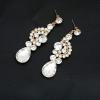 imageCSY Elegant Crystal Necklace Earrings Bracelet Ring Bridal Wedding Party Costume Jewelry Sets for Brides Women4 PcsSetGold Plated  White