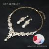 imageCSY Elegant Crystal Necklace Earrings Bracelet Ring Bridal Wedding Party Costume Jewelry Sets for Brides Women4 PcsSetGold Plated  White