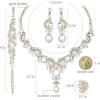 imageCSY Elegant Crystal Necklace Earrings Bracelet Ring Bridal Wedding Party Costume Jewelry Sets for Brides Women4 PcsSetGold Plated  White