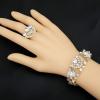 imageCSY Elegant Crystal Necklace Earrings Bracelet Ring Bridal Wedding Party Costume Jewelry Sets for Brides Women4 PcsSetGold Plated  White