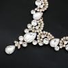 imageCSY Elegant Crystal Necklace Earrings Bracelet Ring Bridal Wedding Party Costume Jewelry Sets for Brides Women4 PcsSetGold Plated  White