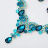 imageCSY Elegant Crystal Necklace Earrings Bracelet Ring Bridal Wedding Party Costume Jewelry Sets for Brides Women4 PcsSetGold PlatedAquamarine