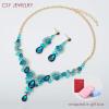 imageCSY Elegant Crystal Necklace Earrings Bracelet Ring Bridal Wedding Party Costume Jewelry Sets for Brides Women4 PcsSetGold PlatedAquamarine