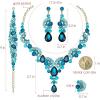 imageCSY Elegant Crystal Necklace Earrings Bracelet Ring Bridal Wedding Party Costume Jewelry Sets for Brides Women4 PcsSetGold PlatedAquamarine