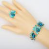 imageCSY Elegant Crystal Necklace Earrings Bracelet Ring Bridal Wedding Party Costume Jewelry Sets for Brides Women4 PcsSetGold PlatedAquamarine