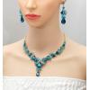 imageCSY Elegant Crystal Necklace Earrings Bracelet Ring Bridal Wedding Party Costume Jewelry Sets for Brides Women4 PcsSetGold PlatedAquamarine