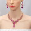 imageCSY Elegant Crystal Necklace Earrings Bracelet Ring Bridal Wedding Party Costume Jewelry Sets for Brides Women4 PcsSetGold PlatedHot Pink